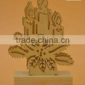Christmas candle wooden laser cutting with light