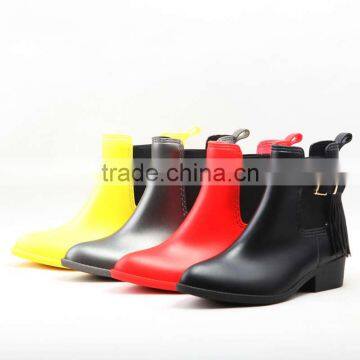 2017 New Low Heel Pointed Toe Women Rain Shoes Boots With Buckle Tassels Decorations photo-5