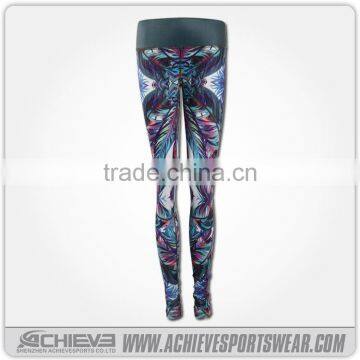 Dye sublimation long yoga pants mooning/yoga pants navy blue