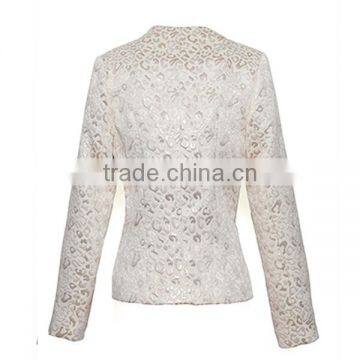 Garment Clothing OEM/ODM Manufacturer Hign End Polyester Jacquard Formal Office Wear Women Fancy Suit Blazer photo-3