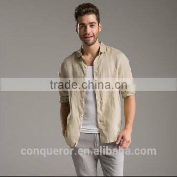 Men's White Linen Shirt HOT! MSRL0043 photo-2