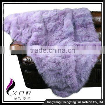 CX-D-123 Patchwork Hand Made Fashion Winter Genuine Fox Fur Carpet Rug