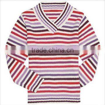 Women's Popo V-Neck Striped Sweater