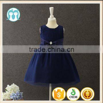 Cheap Indian and Pakistan girls without dress Dark blue party dresses white Bow-knot children dress kids summer clothes