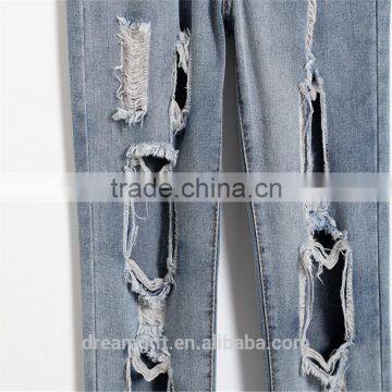 Simple Clothing Hole Torn Female Jeans Women's Cool Denim Pants Straight Jeans for Girl Destroyed Casual Pants photo-2