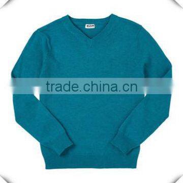 boys 100 % cotton dark teal heather v-neck sweater