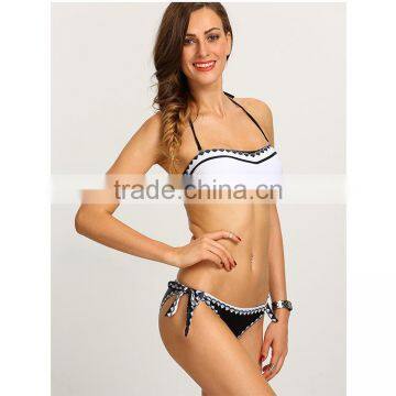 latest white sexy lady mini swimsuit women slim padded bikini swimear bandeau