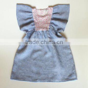 Vintage Floral Printing 100% Linen Girls Fancy Dresses 3-5 Year Old Girl Dress Kids Clothing Wholesale photo-4