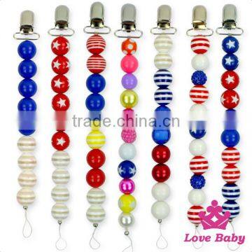 8NZ441-2 Lovebaby Wholesale Colorful Plastic Candy Chunky Ball Colorful Bling Pearl Pacifier Clip photo-5