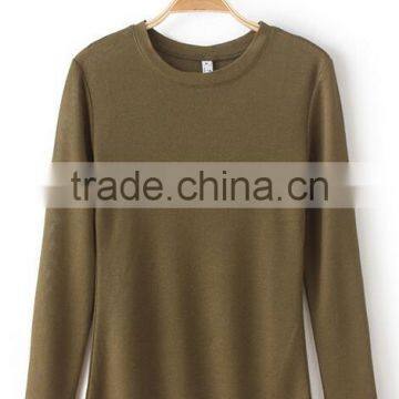 Runwaylover EY2227B Basic Women Long Sleeve V Neck T Shirt With Open Thumb Hole