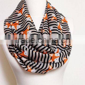 Fox Pattern Chiffon Infinity Scarf, Circle Scarf, Loop Scarf, Scarves, Shawls, Spring Fall Winter Summer Fashion Gift Ideas for photo-4