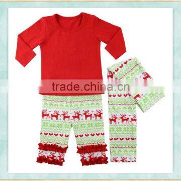 Wholesale the popular christmas ret pajamas outfit baby girls and boys clothes