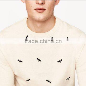 Mens Plain White Long Sleeve Animal Print Pullover Sweater for Wholesale photo-4