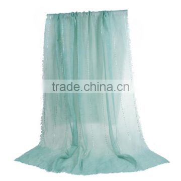 Polyester Scarves & Wraps Rectangle Silver Green Sequins Fashion Scarf