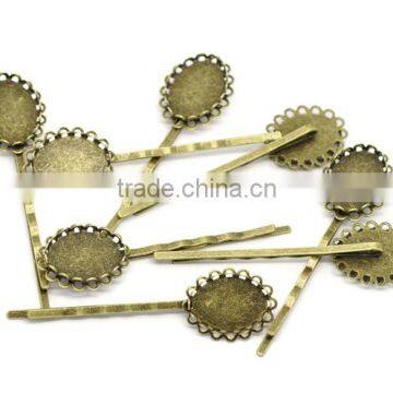 Custom Antique Bronze Alloy Cabochon Setting Bobby Pin Hair Clip photo-2