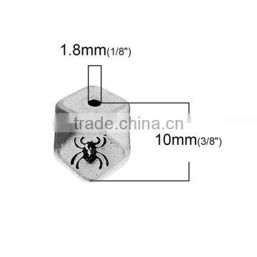 Zinc Based Alloy Spacer Beads Square Antique Silver Butterfly Faceted photo-2
