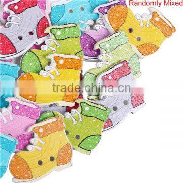 Wholesale Scrapbooking 2 Holes Shoes At Random Wood Sewing Buttons