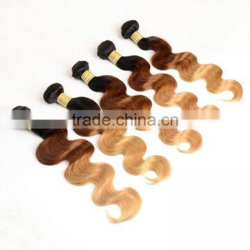 Blonde Indian Human Hair Weaves Wavy 1B/4/27# Body Wave Indian Ombre Hair Extension photo-5