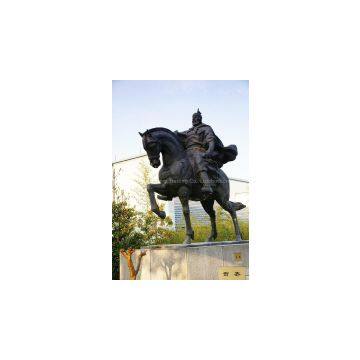 Modern Type Brass Golden Color Sculpture, General Bronze Statues for City Decor, Man and Horse Figurines photo-2