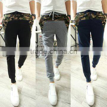 Men's Camouflage Color Matching Hip Hop Harem Pants Elastic Waist Sport Trousers Sweatpants