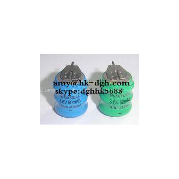 Rechargeable button cell battery 3.6v 60mAH Ni-Cd made in China