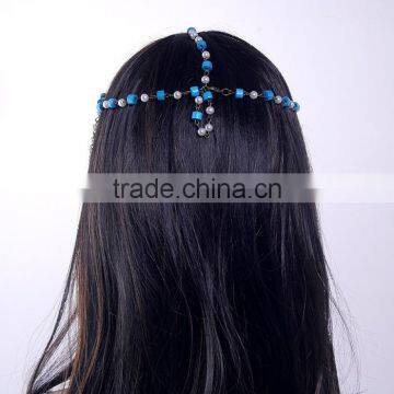 Two Row Wave Tassel Chain Crystal Charm Women Head Hair Headband Headpiece Hot photo-4