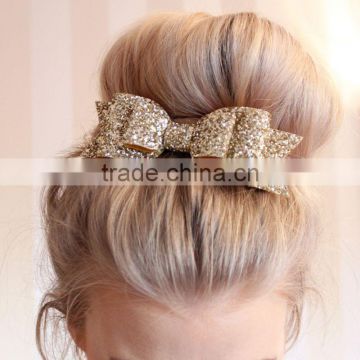 Baby First Birthday Gift Headbands Glitter Bow sequin hairclips hairbow Pink Glitter Headwear