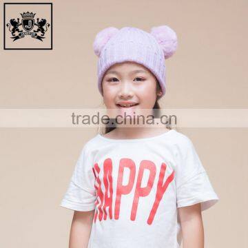 China Wholesale Winter Hat With Cute Fur Pom Kids Beanie