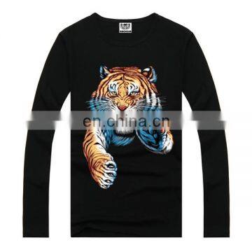 Tiger print long sleeves cotton t-shirt,t-shirt men,3d printing t-shirt