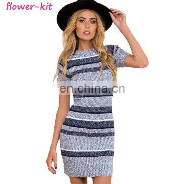 2017 Short Sleeved Slim Gray Mini Women's Sexy Bandage Bodycon Dresses Sweater