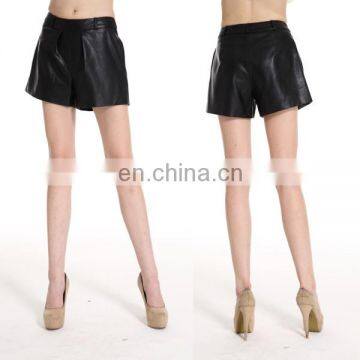 Powersweet Design Black Women Sexy Leather Pants Short