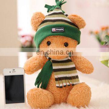 Cute Promotional Mini Stuffed Bear With Scarf And Hat