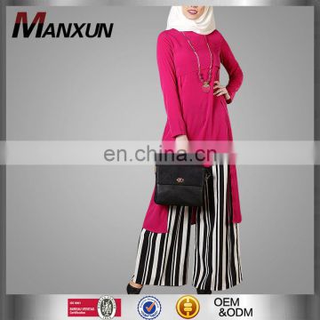 Fashionable Jersey Knit Long Puff Sleeve High-Low Ladies Tunic Blouse Top wholesale Cheaper Islamic Blouse / Tunic