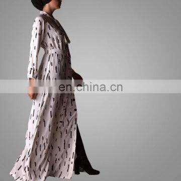 Modern Dubai Style Kebaya Shirt Islamic Dress Abaya Muslim Shirt Long Printing Abaya For Office Lady Latest Burqa Design photo-5