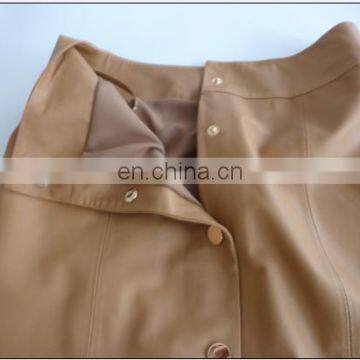 Ladies Genuine Sheep Leather Skirt With Button in Front photo-4