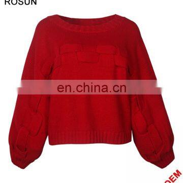 Supplier Cheap Price Red Acrylic Plus Size Relax Fit Strips Pullover Sweater