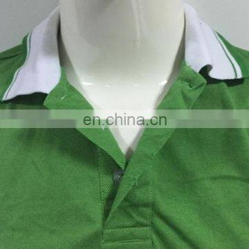 2017 Customer Men's Comfortable Green Polo T-shirt With White Stripped Collar