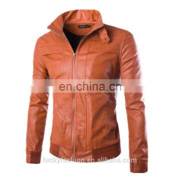 Wholesale Men PU Leather Motorbike Jacket Washed Slim Fit Leather Coat photo-2