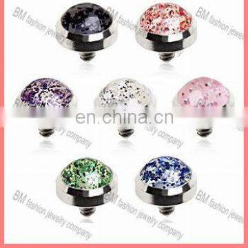 316L Surgical Steel Metallic Glitter Dermal Anchor Top Piercing Body Jewelry