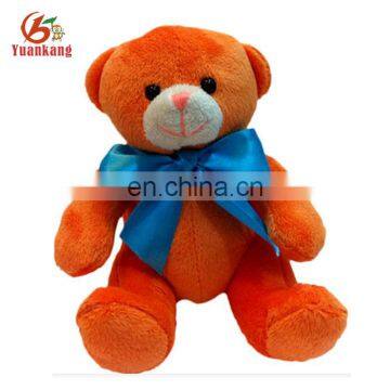 Cute small plush orange teddy bear soft toy dancing bear with bowtie