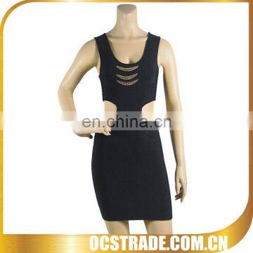 2014 newest cut out sleeveless bandage dress sexy cheongsam dress