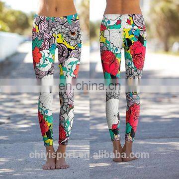 custom design sports wear colorful sexy young girls yoga pants fitness printing leggings