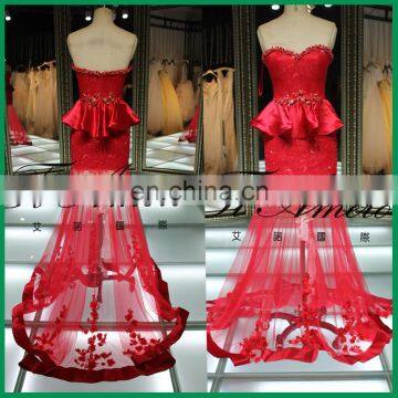 1A083J 2015 China newest designs hup classy evening dress red evening dress for wedding