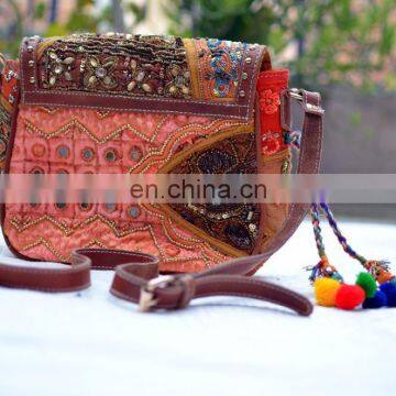 BANJARA BAG ETHNIC TRIBAL LOOK BAG HANDMADE EMBROIDERED COTTON CANVAS BAGS WITH POM POM TASSEL CHARM photo-4