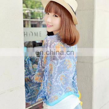 2015 fashion design polyester chiffon summer raglan sleeves cape(WX022EL-P)