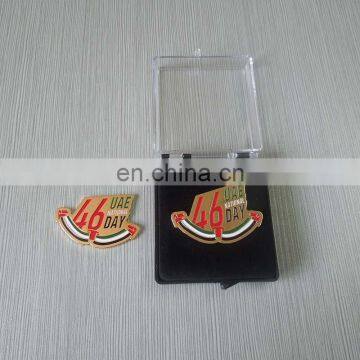 hot sales UAE 46th national day engraved logo souvenir badge metal