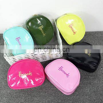 shiny vinilic leather cosmetic bag set plain candy color cosmetic bags travel makeup brush bag