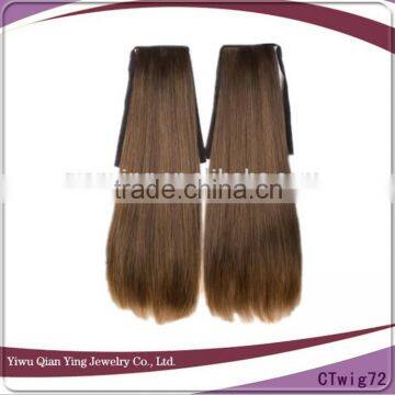 cheap long straight brown synthetic natural fake hair ponytail