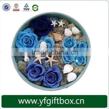 High end preserved fresh flowers paper round boxes flower