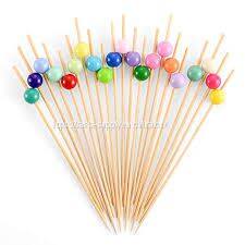 Tablecraft ASSORTED BAMBOO BALL PICK bamboo ball end cocktail fruit picks